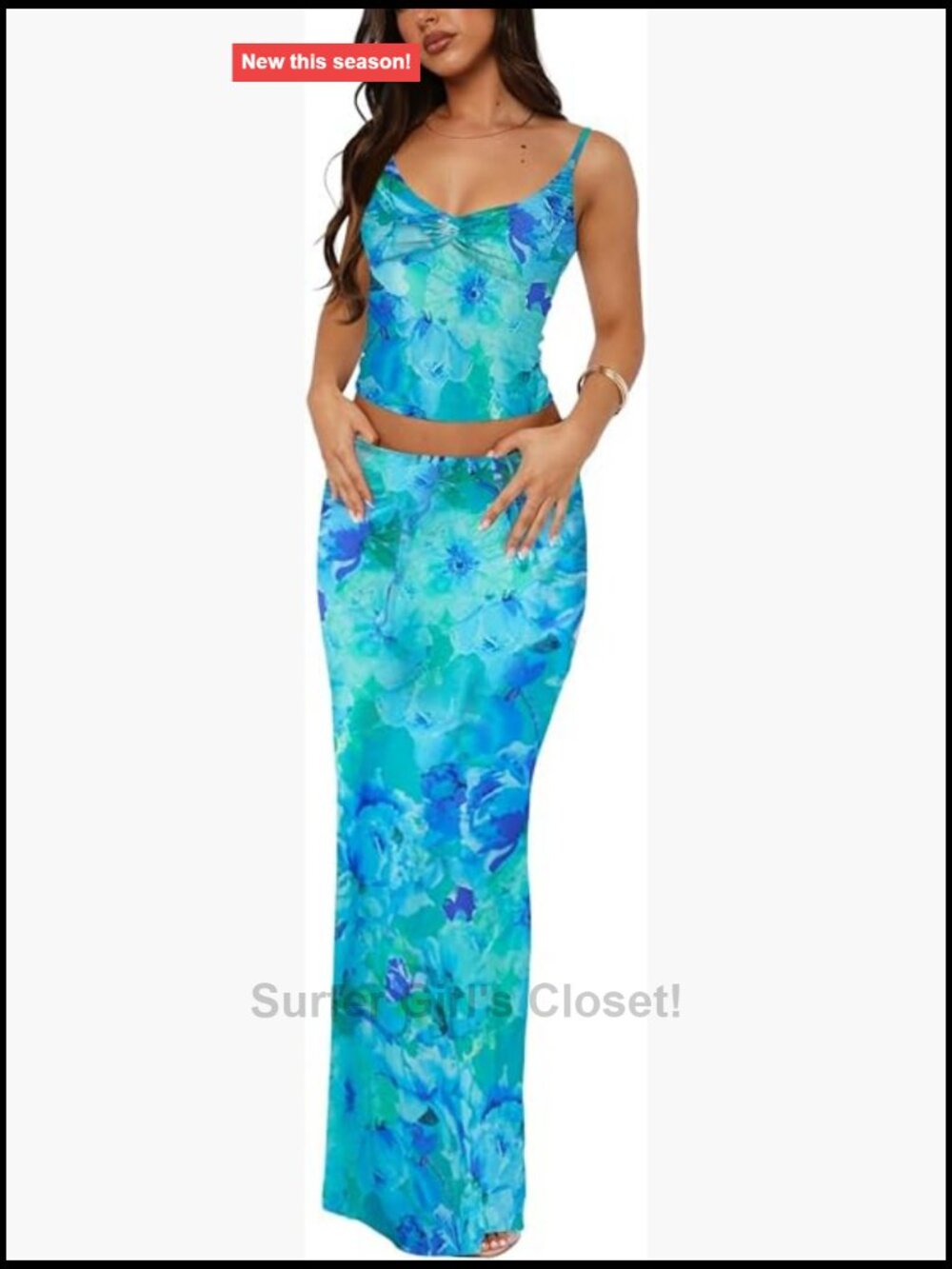 Women's 2 Piece Skirt Set Sleeveless Tank Top Bodycon Maxi Skirt Outfit